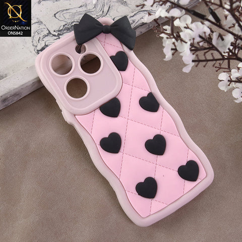 Tecno Camon 40 Pro Cover - Design 3 -  3D Pink Heart with Bow-Knot Design Soft Protective Case