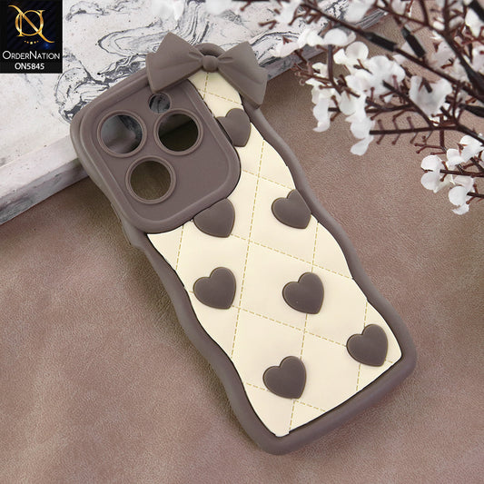 Tecno Camon 40 Pro Cover - Design 4 -  3D Pink Heart with Bow-Knot Design Soft Protective Case