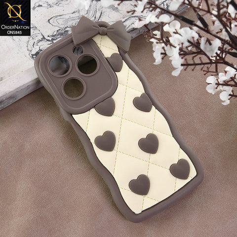 Tecno Camon 40 Pro Cover - Design 4 -  3D Pink Heart with Bow-Knot Design Soft Protective Case