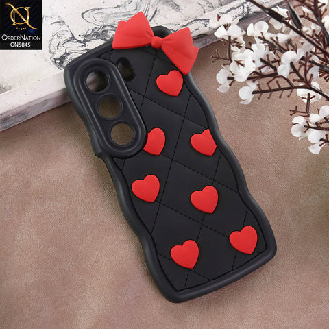 Infinix Hot 40 Pro Cover - Design 1 -  3D Pink Heart with Bow-Knot Design Soft Protective Case