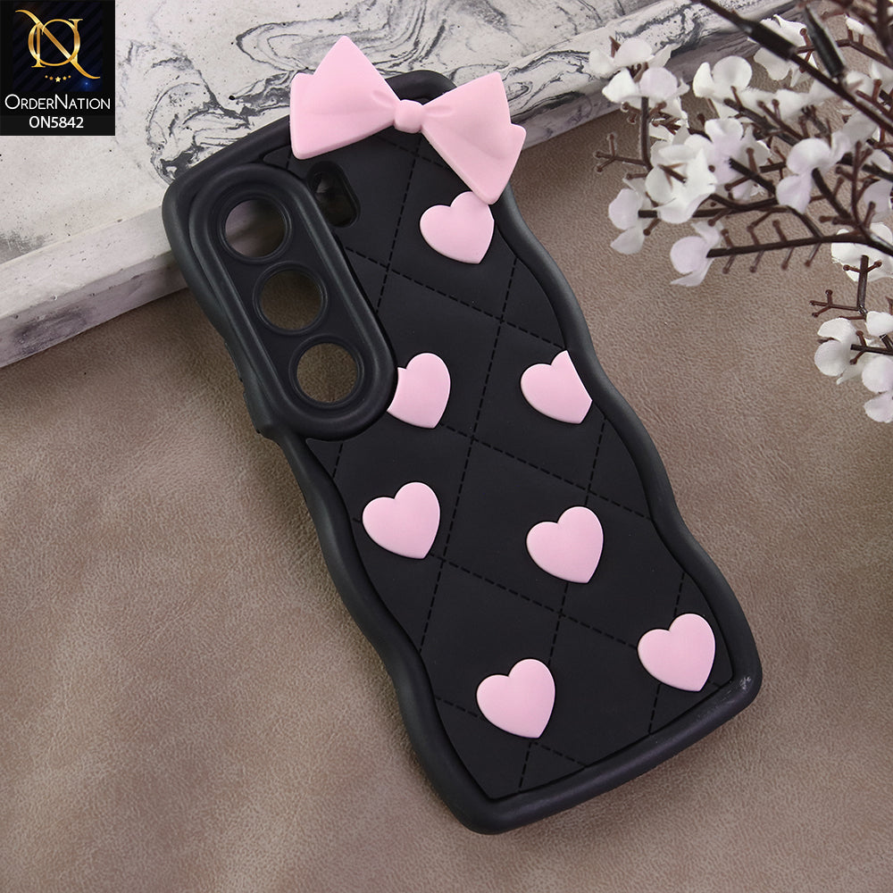 Infinix Hot 40 Pro Cover - Design 2 -  3D Pink Heart with Bow-Knot Design Soft Protective Case