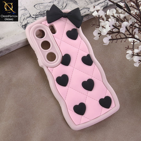 Infinix Hot 40 Cover - Design 3 -  3D Pink Heart with Bow-Knot Design Soft Protective Case