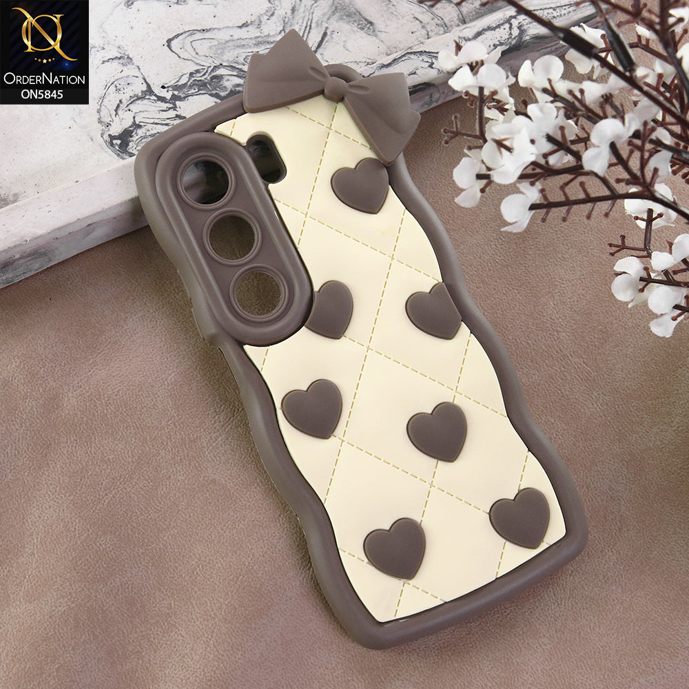 Infinix Hot 40 Pro Cover - Design 4 -  3D Pink Heart with Bow-Knot Design Soft Protective Case