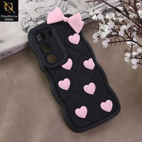 Infinix Hot 60 Cover - Design 2 -  3D Pink Heart with Bow-Knot Design Soft Protective Case