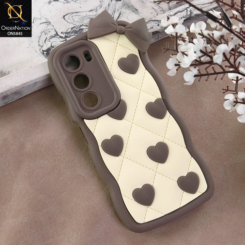 Infinix Hot 60 Cover - Design 4 -  3D Pink Heart with Bow-Knot Design Soft Protective Case