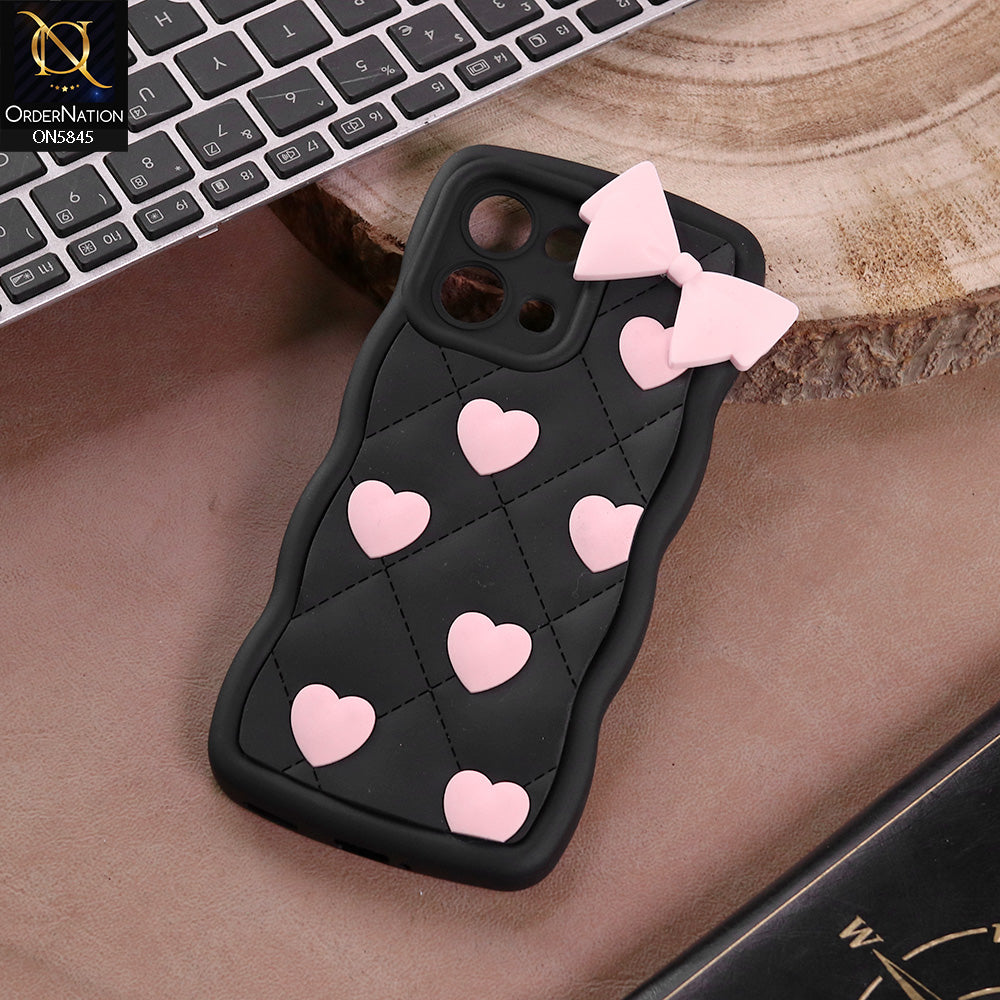 Oppo A6 Pro 4G Cover - Design2 -  3D Pink Heart with Bow-Knot Design Soft Protective Case