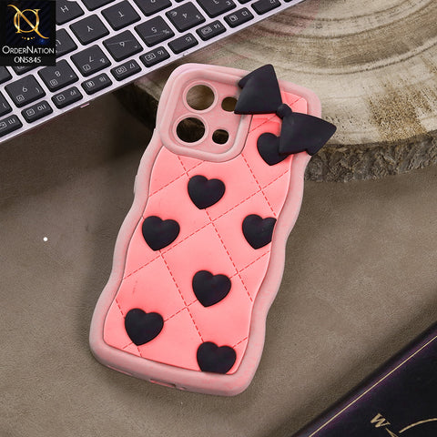 Oppo F31 Cover - Design3 -  3D Pink Heart with Bow-Knot Design Soft Protective Case