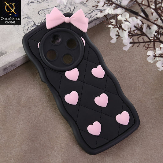 Xiaomi Redmi A4 Cover - Design 2 -  3D Pink Heart with Bow-Knot Design Soft Protective Case