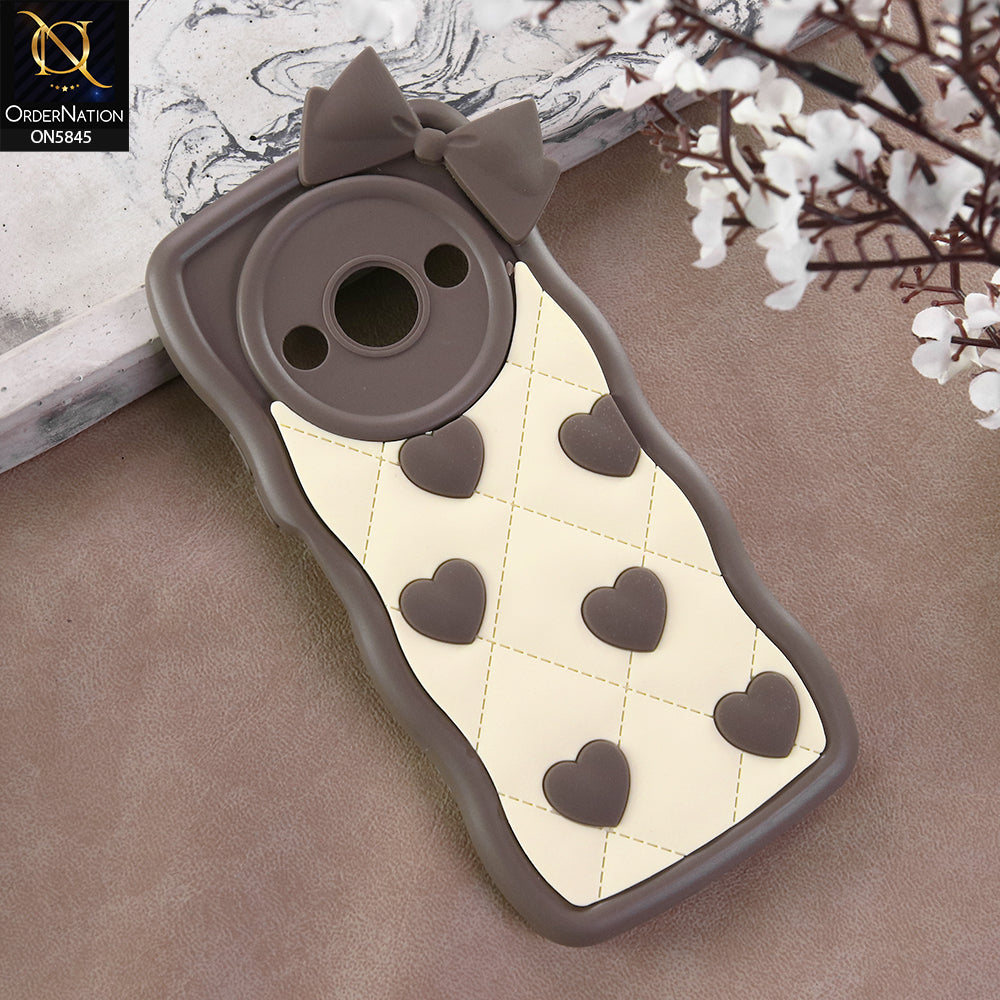 Xiaomi Redmi A3 Cover - Design 4 -  3D Pink Heart with Bow-Knot Design Soft Protective Case