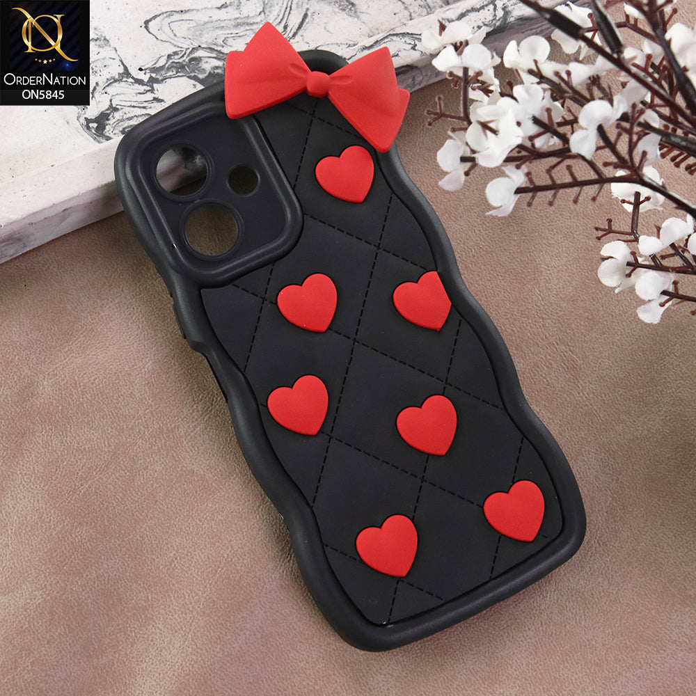 Infinix Smart 10 Cover - Design 1 -  3D Pink Heart with Bow-Knot Design Soft Protective Case