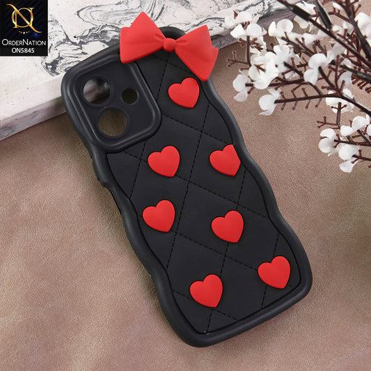 Infinix Smart 10 Cover - Design 1 -  3D Pink Heart with Bow-Knot Design Soft Protective Case