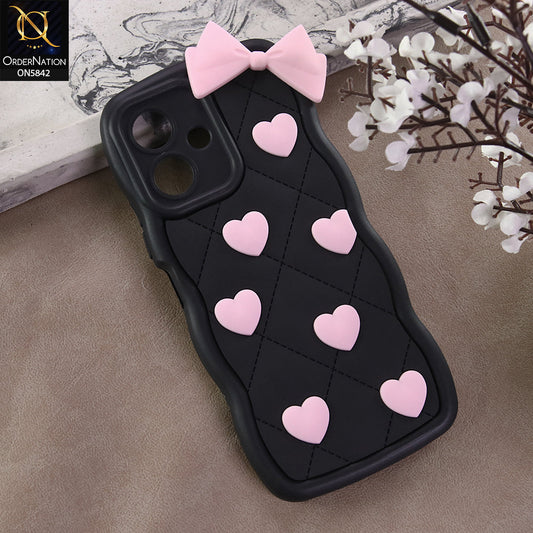 Infinix Smart 10 Cover - Design 2 -  3D Pink Heart with Bow-Knot Design Soft Protective Case