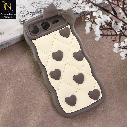 Infinix Smart 10 Plus Cover - Design 4 -  3D Pink Heart with Bow-Knot Design Soft Protective Case