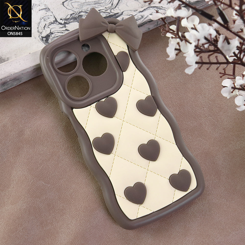 Infinix Smart 8 Pro Cover - Design 4 -  3D Pink Heart with Bow-Knot Design Soft Protective Case