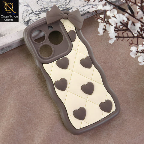 Infinix Smart 8 Pro Cover - Design 4 -  3D Pink Heart with Bow-Knot Design Soft Protective Case