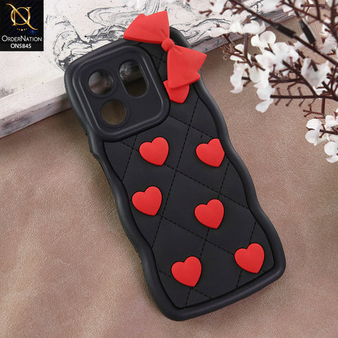Infinix Hot 50i Cover - Design 1 -  3D Pink Heart with Bow-Knot Design Soft Protective Case