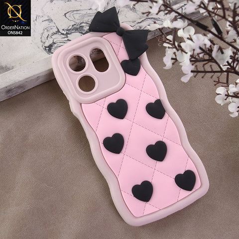 Infinix Smart 9 HD Cover - Design 3 -  3D Pink Heart with Bow-Knot Design Soft Protective Case
