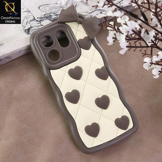 Infinix Smart 9 HD Cover - Design 4 -  3D Pink Heart with Bow-Knot Design Soft Protective Case