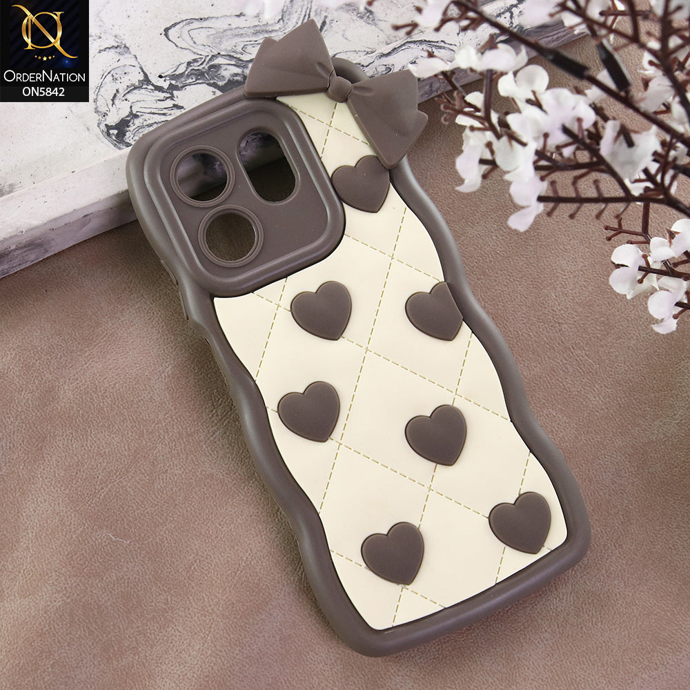 Infinix Smart 9 Cover - Design 4 -  3D Pink Heart with Bow-Knot Design Soft Protective Case