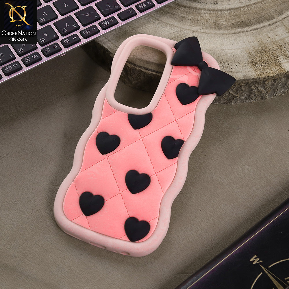 Tecno Spark 40 Pro Plus Cover - Design3 -  3D Pink Heart with Bow-Knot Design Soft Protective Case