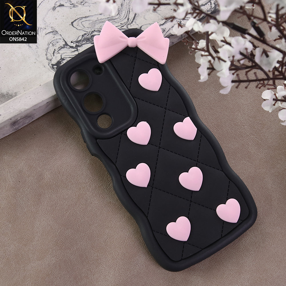Vivo Y29s Cover - Design 2 -  3D Pink Heart with Bow-Knot Design Soft Protective Case