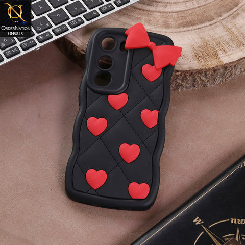 Vivo Y400 Cover - Design1 -  3D Pink Heart with Bow-Knot Design Soft Protective Case