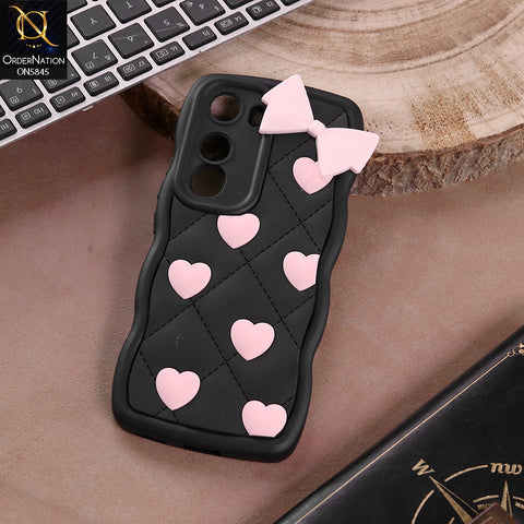 Vivo Y400 4G Cover - Design2 -  3D Pink Heart with Bow-Knot Design Soft Protective Case