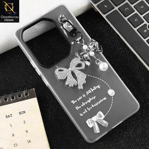 Infinix Note 50 Pro 4G Cover - Gray - New Premium Rhinestone Bow and Bow key with Double Protection Case