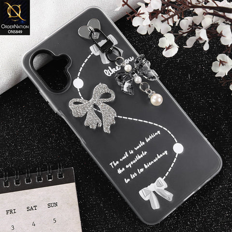 Samsung Galaxy A06 Cover - Gray - New Premium Rhinestone Bow and Bow key with Double Protection Case