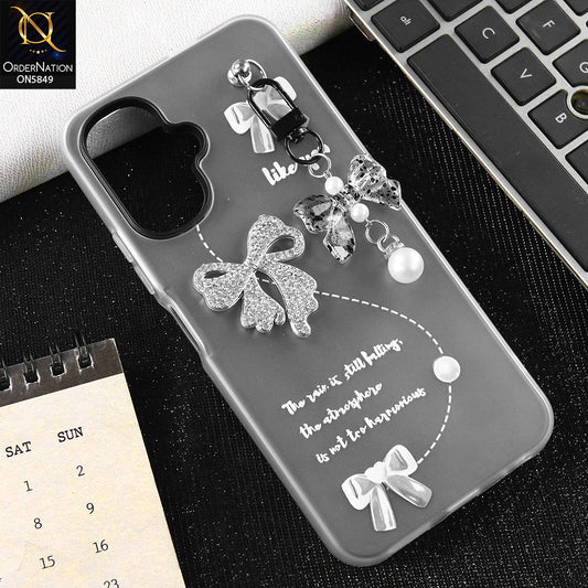 Infinix Smart 10  Cover - Gray - New Premium Rhinestone Bow and Bow key with Double Protection Case