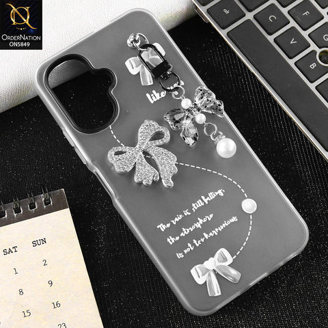 Infinix Smart 10  Cover - Gray - New Premium Rhinestone Bow and Bow key with Double Protection Case