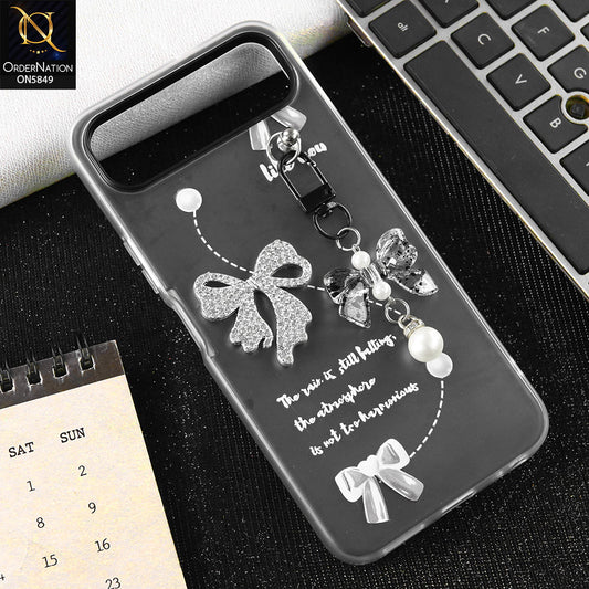 Infinix Smart 10 Plus  Cover - Gray - New Premium Rhinestone Bow and Bow key with Double Protection Case