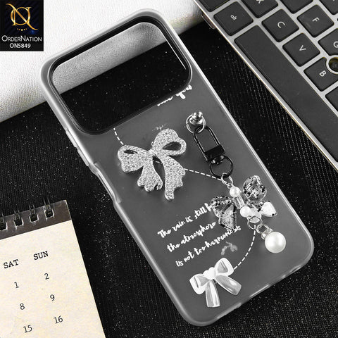 Tecno Spark 40 Cover - Gray - New Premium Rhinestone Bow and Bow key with Double Protection Case