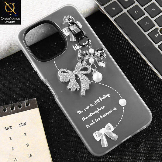 Tecno Spark 40C Cover - Gray - New Premium Rhinestone Bow and Bow key with Double Protection Case