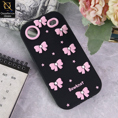 iPhone 17 Air Cover - Black - Cute Pink Bow Knot  Design Soft Protective Case