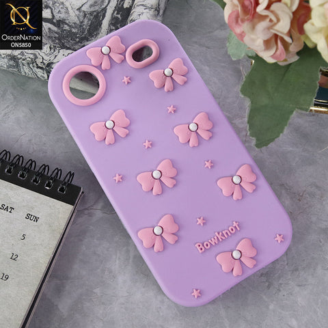 iPhone 17 Air Cover - Purple - Cute Pink Bow Knot  Design Soft Protective Case