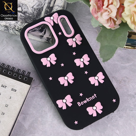 iPhone 17 Pro Max Cover - Black - Cute Pink Bow Knot  Design Soft Protective Case