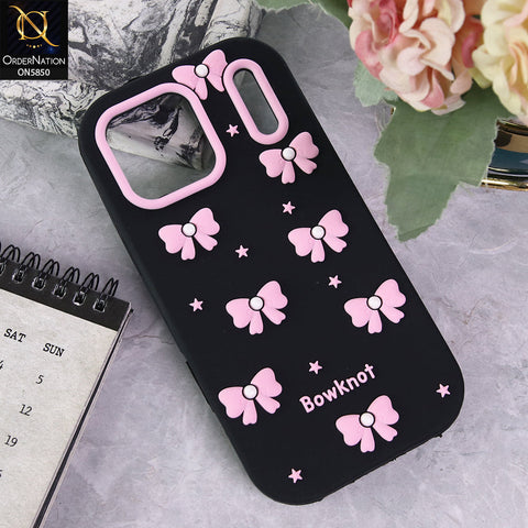 iPhone 17 Pro Max Cover - Black - Cute Pink Bow Knot  Design Soft Protective Case