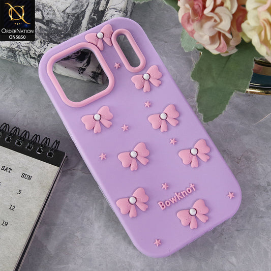 iPhone 17 Pro Max Cover - Purple - Cute Pink Bow Knot  Design Soft Protective Case
