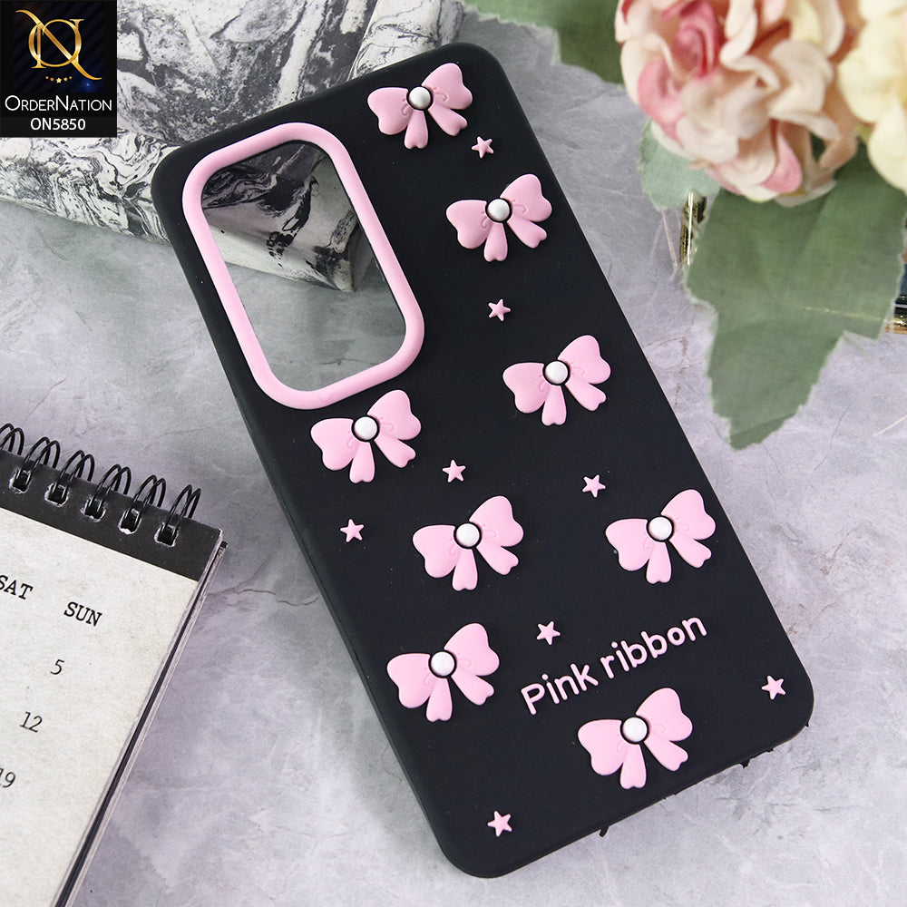 Samsung Galaxy S25 Ultra Cover - Black - Cute Pink Bow Knot  Design Soft Protective Case