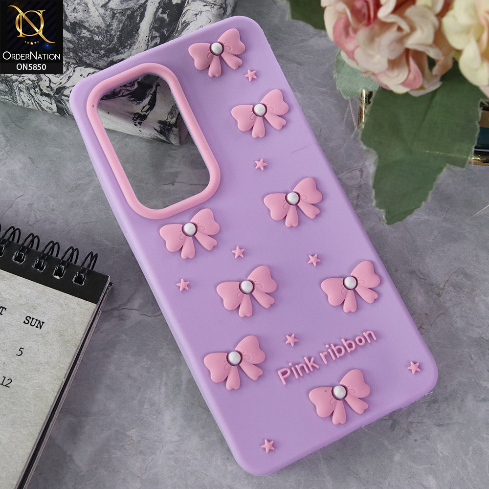 Samsung Galaxy S25 Ultra Cover - Purple - Cute Pink Bow Knot  Design Soft Protective Case