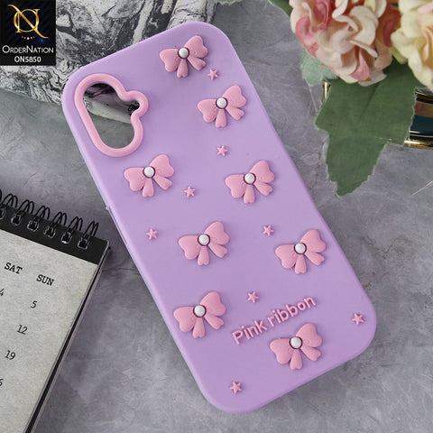 Samsung Galaxy A06 Cover - Purple - Cute Pink Bow Knot  Design Soft Protective Case