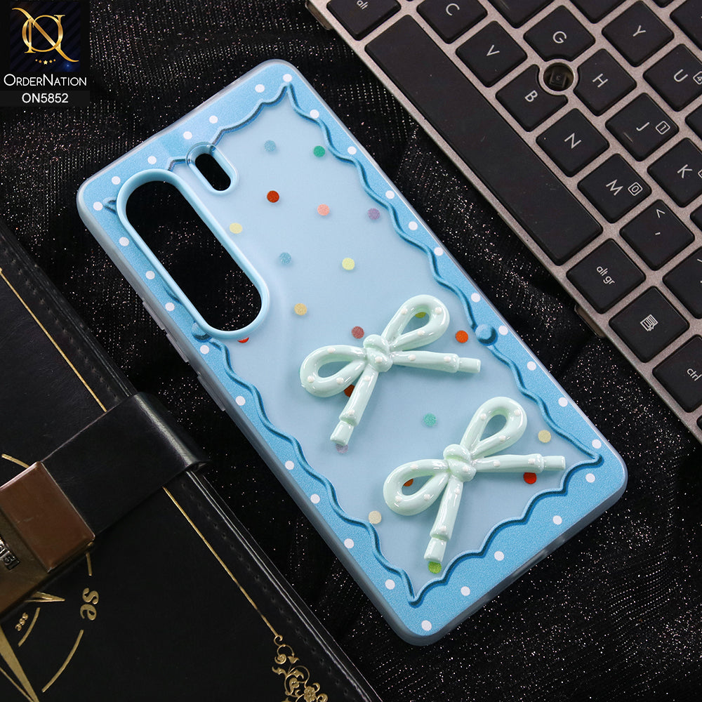 Tecno Camon 40 Pro Cover - Blue - New Delightful 3D Bow Soft Case