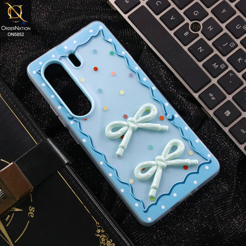 Tecno Camon 40 Pro Cover - Blue - New Delightful 3D Bow Soft Case