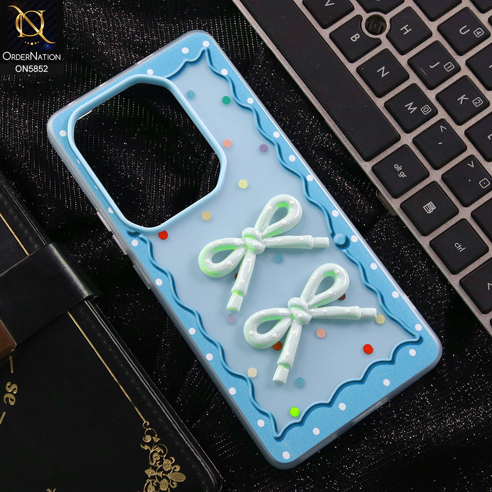 Infinix Hot 50 Pro Cover - Blue - New Delightful 3D Bow Soft Case