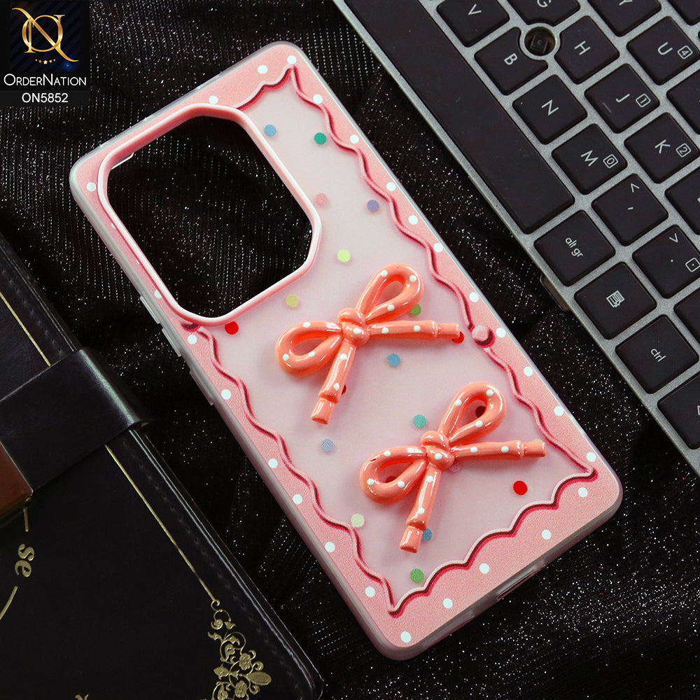 Infinix Hot 50 Pro Cover - Pink - New Delightful 3D Bow Soft Case