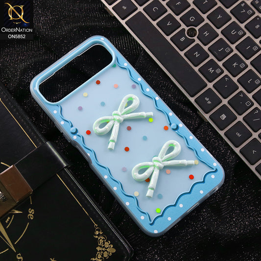 Infinix Smart 10 Plus Cover - Blue - New Delightful 3D Bow Soft Case