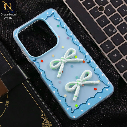 Tecno Spark 20 Cover - Blue - New Delightful 3D Bow Soft Case