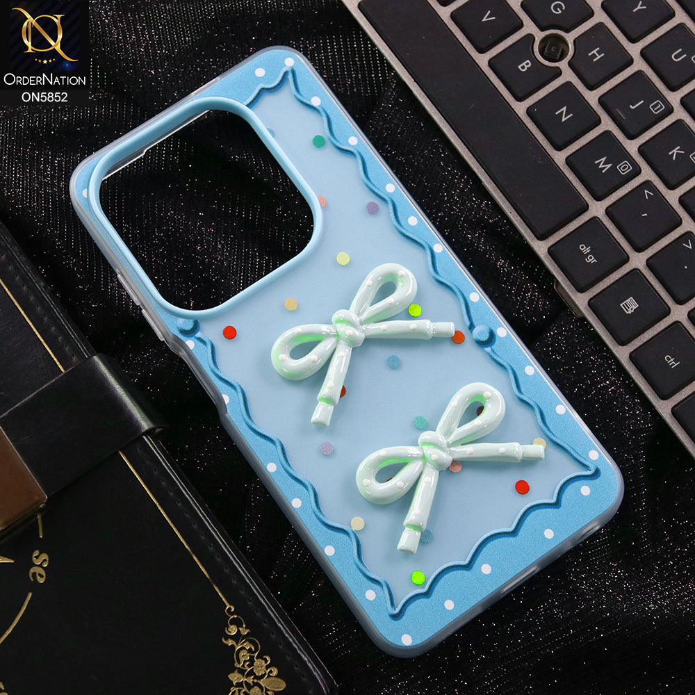 Infinix Smart 8 HD Cover - Blue - New Delightful 3D Bow Soft Case
