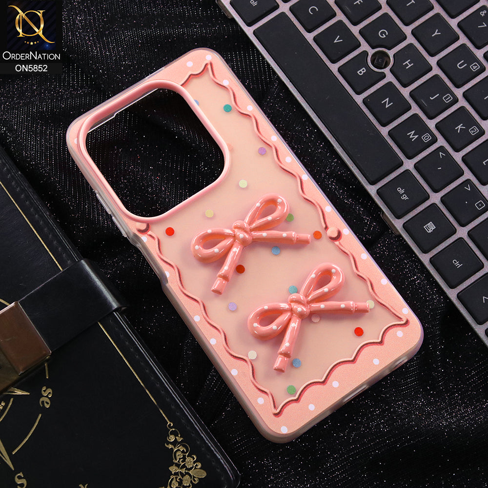 Tecno Spark 20C Cover - Pink - New Delightful 3D Bow Soft Case